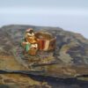 Anillo Trío Moraya – Cobre con oro laminado y esmeraldas naturales en bruto