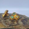 Aretes Trío Esmeralda En Bruto – Cobre con oro laminado y esmeraldas naturales