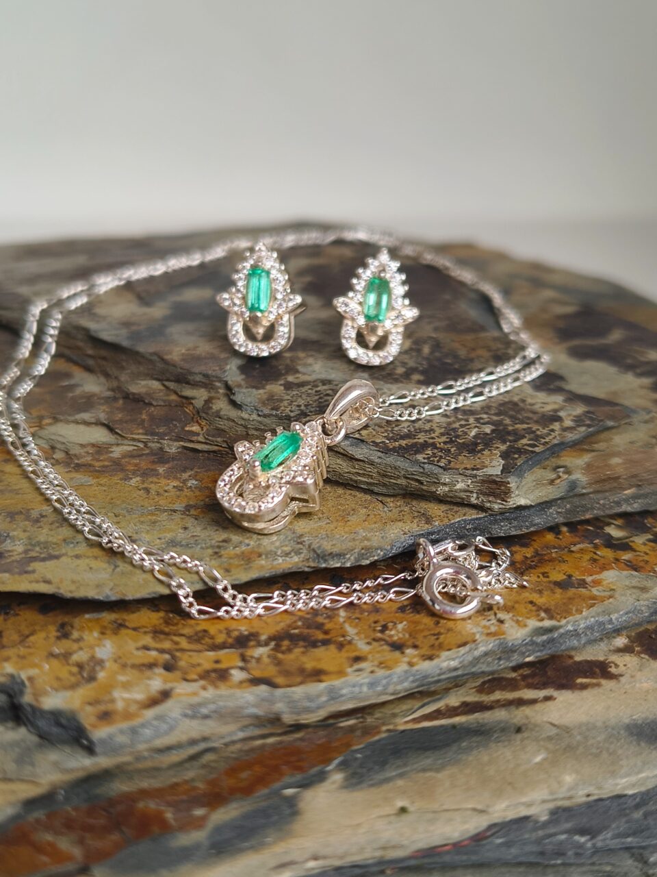 Set Gota Real Esmeralda – Plata 925 con esmeraldas naturales facetadas