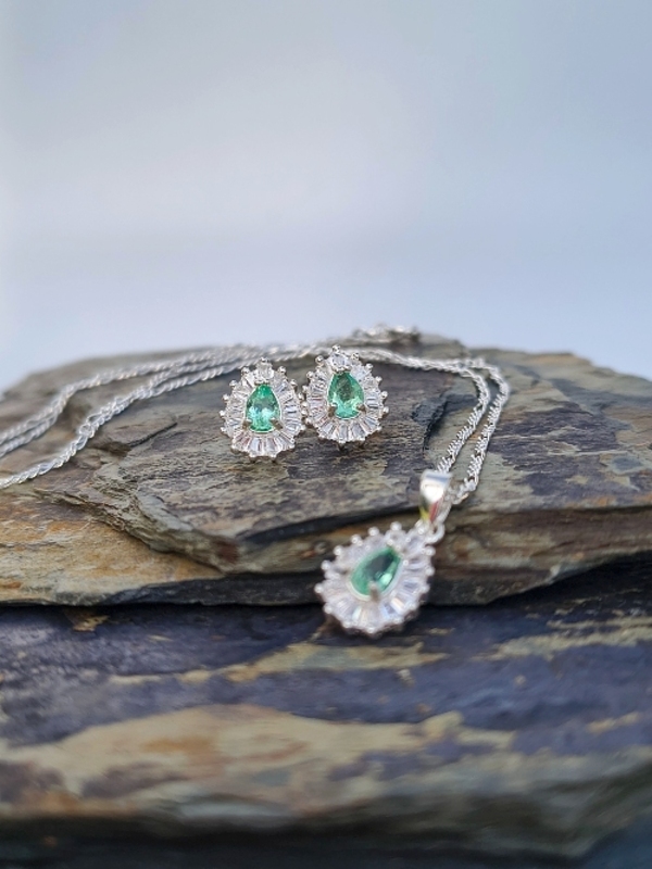 Set Ballerina Esmeralda – Plata 925 con esmeraldas naturales facetadas